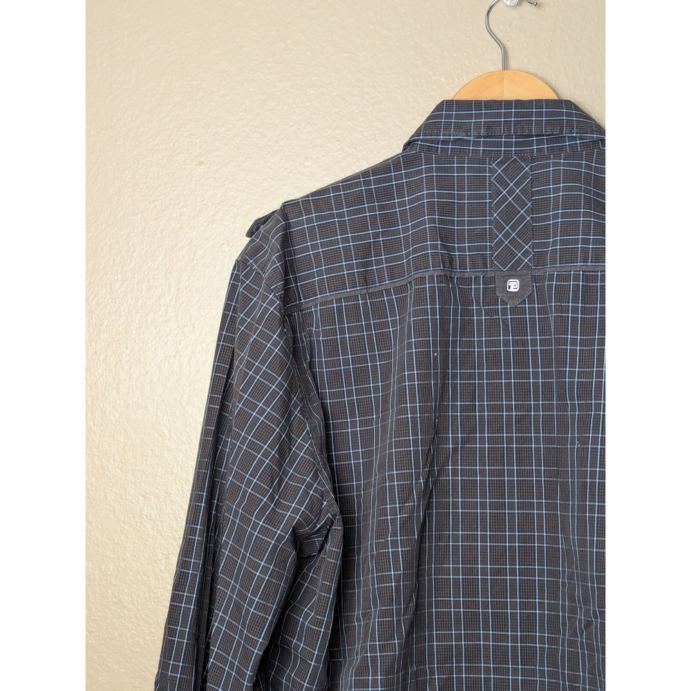 7 Diamonds Button Down Shirt Mens XXL Black Blue Heart Breaker Grid Long Sleeve - Picture 12 of 15